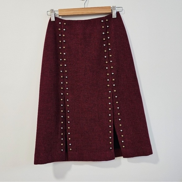 Scotch & Soda Wool Houndstooth Skirt XS Red / White - Picture 2 of 11